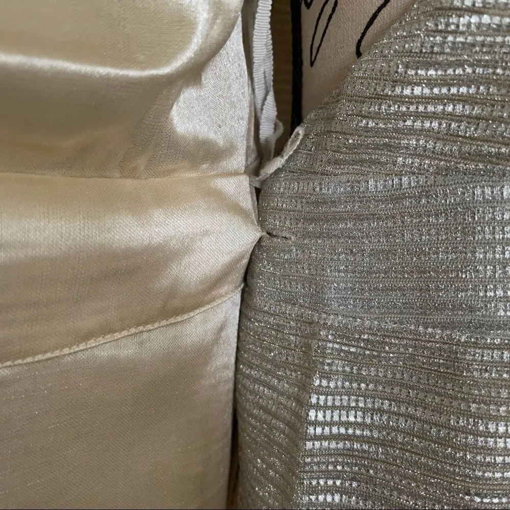 Line + Dot/ Anthropologie Semi Sheer Silver Metallic Midi Wrap Dress Size M